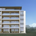 Modern Residential Multi Storey Apartment Building With Lawn Trees And Green Spaces