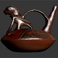 Red Monkey Sculpture Carving With Circular Base And Intricate Patterns