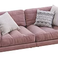 Pink and Dark Gray Two Seater Sofa with Light Gray and Patterned Decorative Pillows 3d model