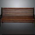 Classic Rich Brown Wooden Bench With Green Metal Armrests And Smooth Slats