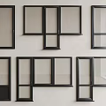 Black Frame Window Collection With Various Styles And Designs For Modern Interior Decoration 3d model