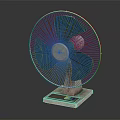 Vintage Electric Fan With Metal Grille Turquoise Blades And Control Panel Base