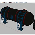 Heavy Duty Industrial Pressure Vessel with Gray Cylindrical Tank Blue Ladders and Top Valves