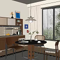 Modern Middle Ancient Dining Table and Chair 3d model