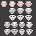 Male Faces Collection With Various Expressions And Artistic Portrait Designs