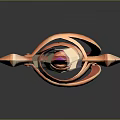 3D Rendered Sword With Purple Blade Red Hilt And Circular Ornaments