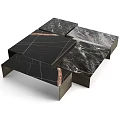 Modular Functional Table With Black Marble Top And Natural Veins Patterns Design 3d model