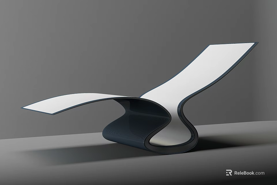 Modern Lounge Chair With Curved White Seat And Dark Supportive Frame 3d model 