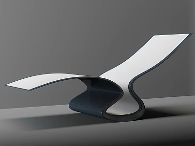 Modern Lounge Chair With Curved White Seat And Dark Supportive Frame 3d model