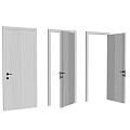 Modern White Swing Door With Vertical Stripe Design And Black Handle Lock 3d model