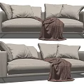 Modern double sofa three-seat sofa 3d model