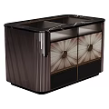 Elegant Modern Cabinet With Radiant Pattern Drawers Sleek Metal Trim And Glossy Surface