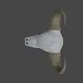 Game Movie Character Bull Skull With Large Horns White Bone And Gray Gradient Background