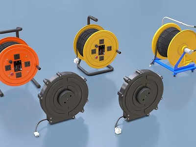 Daily Electrical Appliances Cable Reels With Different Colors And Designs For Storing Managing Cables 3d model
