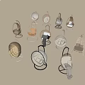 Various Modern Stylish Hanging Chairs With Woven Seats And Metal Frames