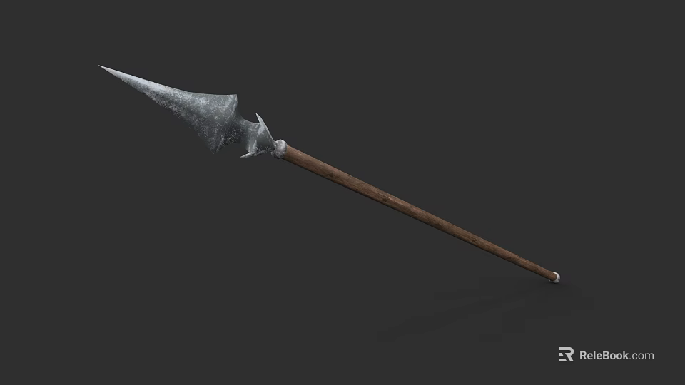 Classic Medieval Spear Featuring Sharp Metal Spearhead And Wooden Shaft 3d model 
