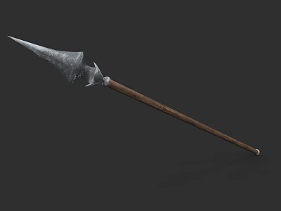 Classic Medieval Spear Featuring Sharp Metal Spearhead And Wooden Shaft 3d model