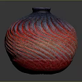 Hand Sculpted Artistic Vase With Red Blue Silver Spiral Pattern Design 3d model