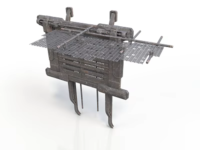 Heavy Duty Industrial Metal Equipment with Grid Platform and Support Legs 3d model