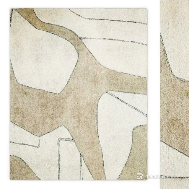 Modern Square Carpet With Beige And Brown Abstract Geometric Pattern Design 3d model 