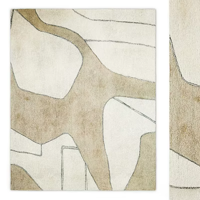 Modern Square Carpet With Beige And Brown Abstract Geometric Pattern Design 3d model