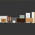 Assorted Furniture Pieces in Various Styles and Colors Including Dressers Cabinets and Bookshelves