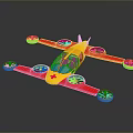 Yellow Red Medical Rescue Aircraft With Multiple Propellers And Cross Symbol