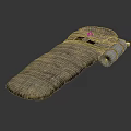 Brown Textured Outdoor Sleeping Bag With Portable Inflation Pump And Comfortable Lining