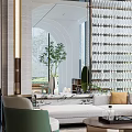 Modern Luxury Real Estate Sales Office Lobby With Marble Decorations And Residential Project Sand Table