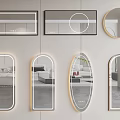 Stylish Modern Wall Mirrors With Various Shapes And LED Lighting Features 3d model