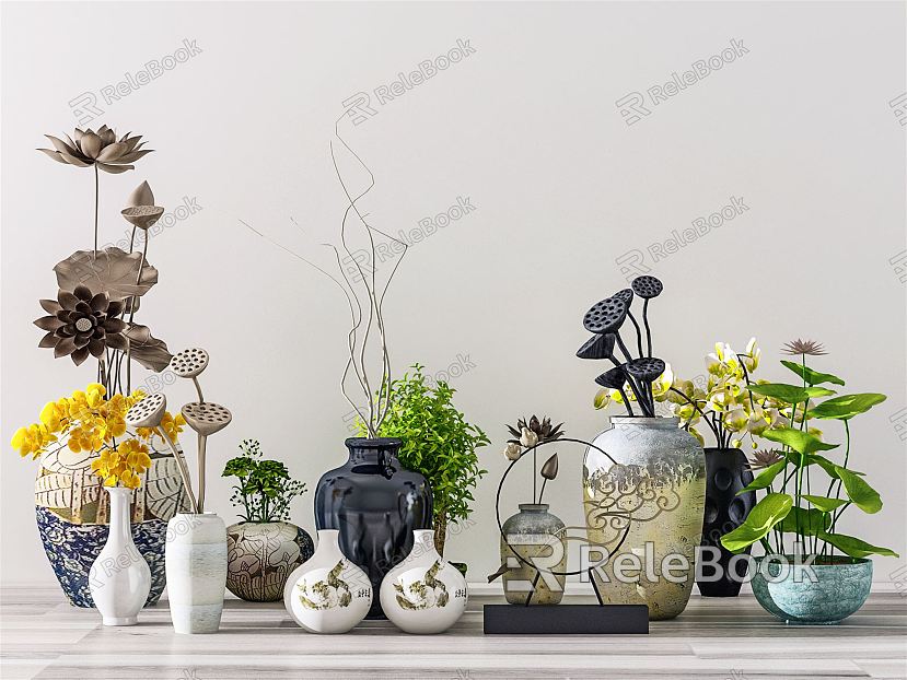 New Chinese Vase Cultivation Combination model