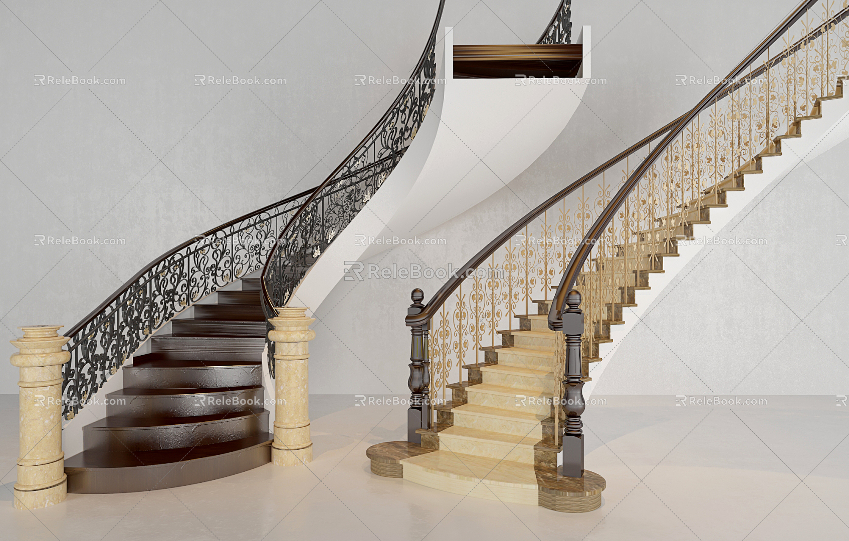 Jane Europe revolving staircase wrought iron staircase 3d model