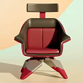 Red And Black Leather Office Chair With Headrest And Metal Geometric Base