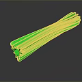 Green Plastic Strips Displayed On Black Background With Reflection Effect