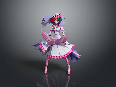 Girly Daily Life Essentials Featuring Frilled Dress Striped Socks And Open Book 3d model