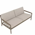 Modern Sofa Design With Wooden Frame Beige Cushions And Striped Backrest Details