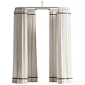 Elegant White Pleated Curtains with Black Top Trim for Home Interior Decoration