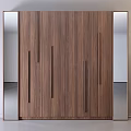 Walnut Wood Dresser With Vertical Slats In Modern Minimalist Home Design