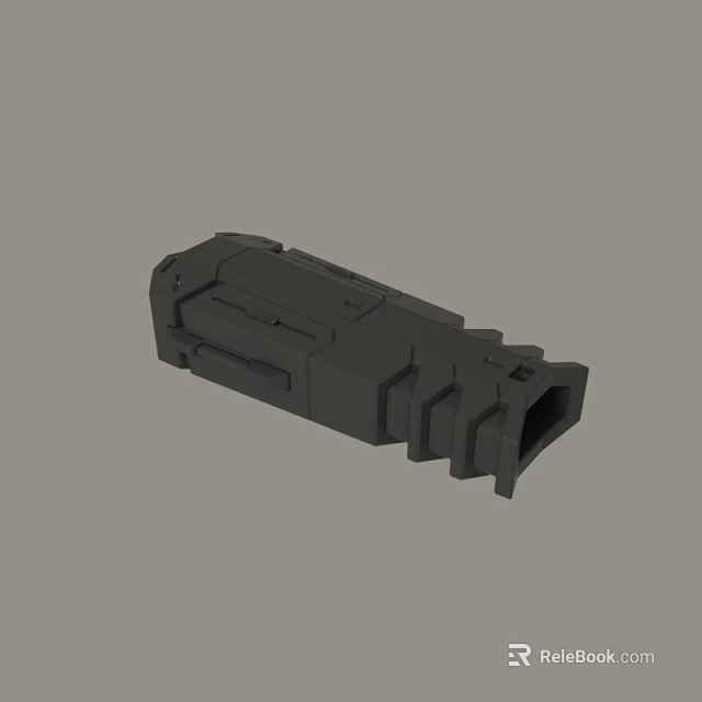 Black Industrial Mechanical Part With Structured Design And Connection Features 3d model 