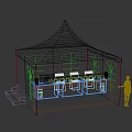 Event Control Console Life Size Model With White Canopy Tent And Blue Counter 3d model