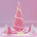 Pink Christmas Tree With Small Trees Gifts And Merry Christmas Sign Photo Check In Spot
