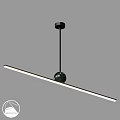 Modern Hanging Pendant Light with Long Linear White Strip and Black Spherical Ball