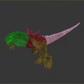 Fantasy Mythical Dinosaur With Blue Glowing Spines Brown Purple Body Open Mouth
