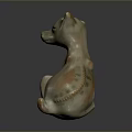 Handcrafted Ceramic Cat Figurine Sitting With Closed Eyes And Smooth Glaze 3d model