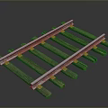 Detailed Railway Track Model With Wooden Sleepers And Metal Rails