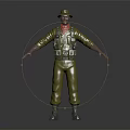 3D Model Character In Khaki Jumpsuit With Red Scarf Green Vest And Boots