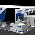 Carrier Modern Retail Counter In Mall Featuring Air Conditioning Products Display And White Blue Decor