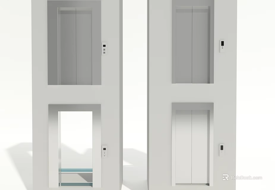 Modern Public Facility Double Elevators With Sleek Design And Functional Doors 3d model 