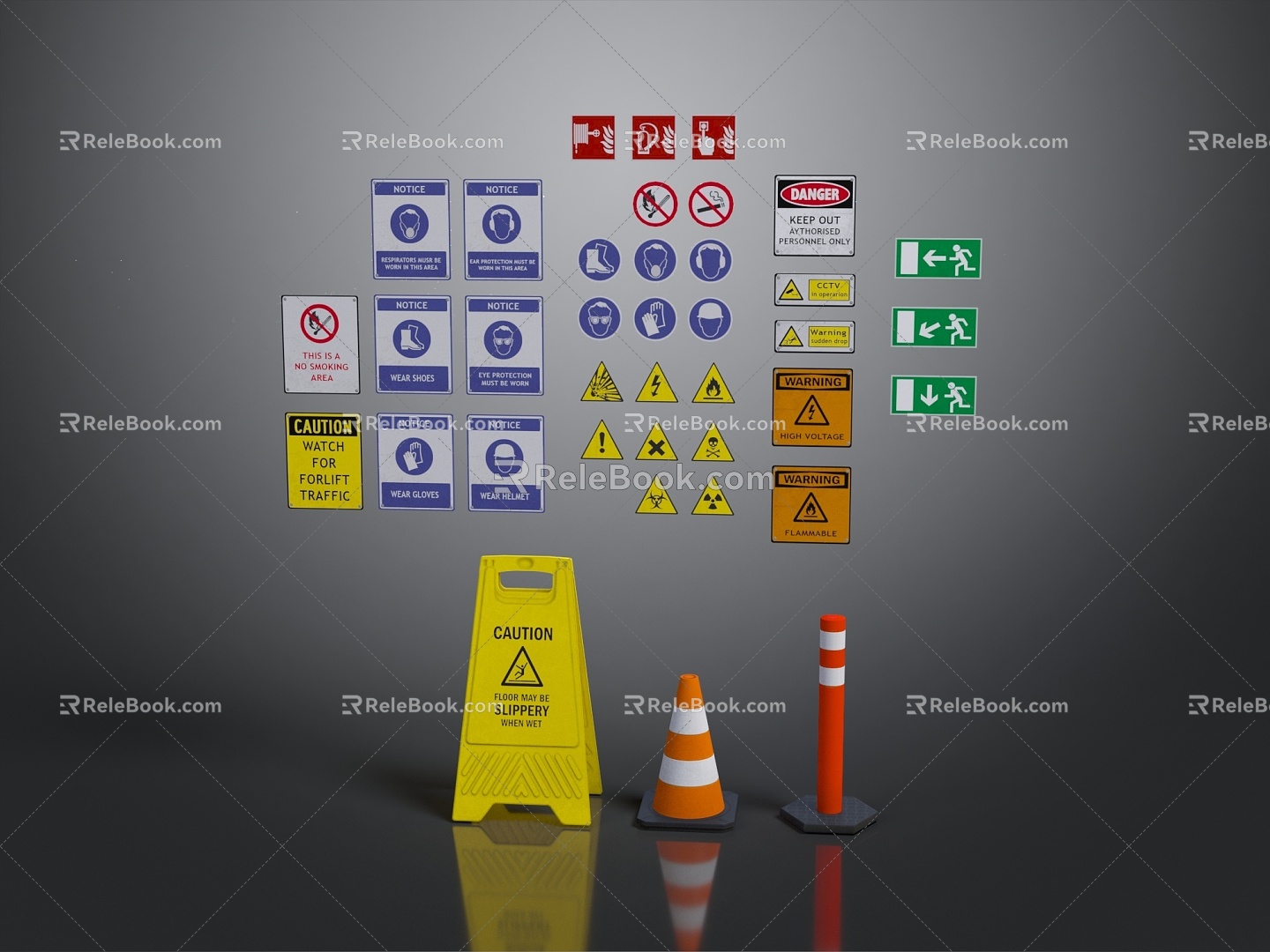 Modern warning board warning sign sign sign sign 3d model