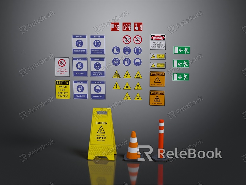 Modern warning board warning sign sign sign sign model